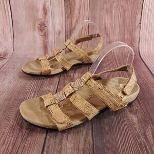 Vionic Amber Womens Size 10 Cork Adjustable Strap Strappy Sandals Tan Gold